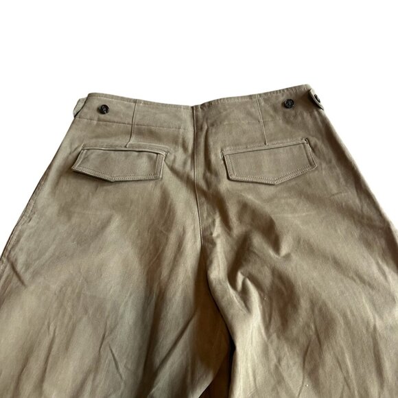LVIR High-Waisted Straight Leg Trousers Pants Khaki Suede Cotton Size Large NWT - Picture 9 of 16